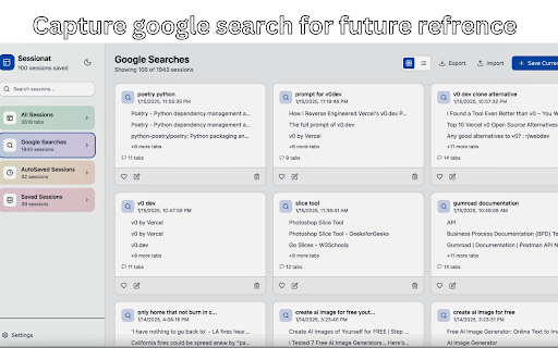 Sessionat AI Powered Tab Manager from Chrome web store to be run with OffiDocs Chromium online Sessionat AI Powered Tab Manager from Chrome web store to be run with OffiDocs Chromium online