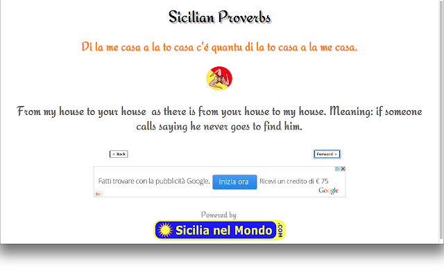 Sicilian Proverbs from Chrome web store to be run with OffiDocs Chromium online Sicilian Proverbs from Chrome web store to be run with OffiDocs Chromium online