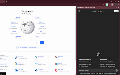 Sidebar for ChatGPT Free Access from Chrome web store to be run with OffiDocs Chromium online Sidebar for ChatGPT Free Access from Chrome web store to be run with OffiDocs Chromium online