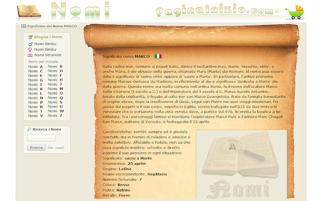 Significato dei Nomi from Chrome web store to be run with OffiDocs Chromium online Significato dei Nomi from Chrome web store to be run with OffiDocs Chromium online