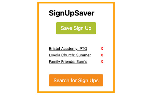 SignUpSaver from Chrome web store to be run with OffiDocs Chromium online SignUpSaver from Chrome web store to be run with OffiDocs Chromium online