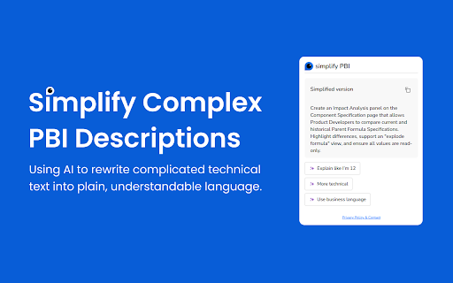 Simplify PBI from Chrome web store to be run with OffiDocs Chromium online Simplify PBI from Chrome web store to be run with OffiDocs Chromium online