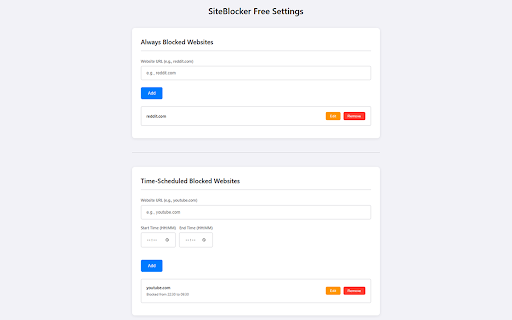 SiteBlocker Free from Chrome web store to be run with OffiDocs Chromium online SiteBlocker Free from Chrome web store to be run with OffiDocs Chromium online