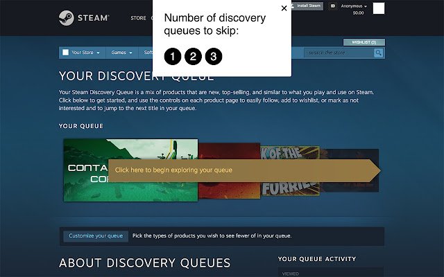 Skip Steam discovery queues from Chrome web store to be run with OffiDocs Chromium online Skip Steam discovery queues from Chrome web store to be run with OffiDocs Chromium online