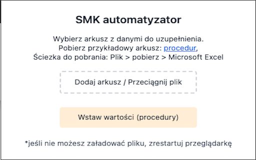 smk automatyzator from Chrome web store to be run with OffiDocs Chromium online smk automatyzator from Chrome web store to be run with OffiDocs Chromium online