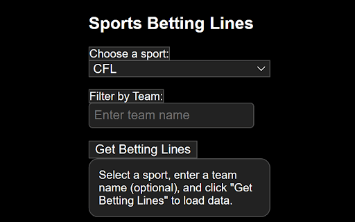 Sports Betting Lines from Chrome web store to be run with OffiDocs Chromium online Sports Betting Lines from Chrome web store to be run with OffiDocs Chromium online