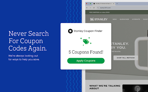 Stanley Coupon Finder Official Coupons Best Deals from Chrome web store to be run with OffiDocs Chromium online Stanley Coupon Finder Official Coupons Best Deals from Chrome web store to be run with OffiDocs Chromium online
