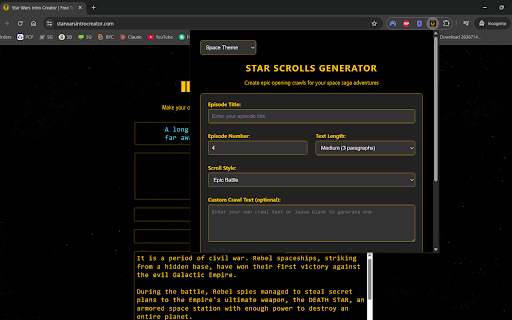 Star Scrolls Generator from Chrome web store to be run with OffiDocs Chromium online Star Scrolls Generator from Chrome web store to be run with OffiDocs Chromium online
