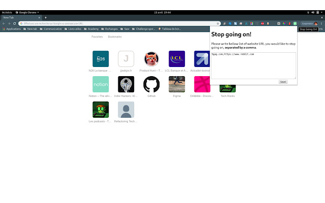 Stop Going On! from Chrome web store to be run with OffiDocs Chromium online Stop Going On! from Chrome web store to be run with OffiDocs Chromium online