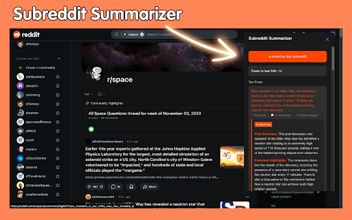 Subreddit Summarizer from Chrome web store to be run with OffiDocs Chromium online Subreddit Summarizer from Chrome web store to be run with OffiDocs Chromium online