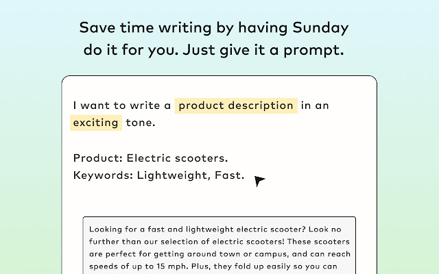 Sunday AI writing assistant from Chrome web store to be run with OffiDocs Chromium online Sunday AI writing assistant from Chrome web store to be run with OffiDocs Chromium online