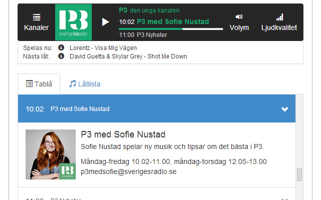 Sveriges Radio Player from Chrome web store to be run with OffiDocs Chromium online Sveriges Radio Player from Chrome web store to be run with OffiDocs Chromium online