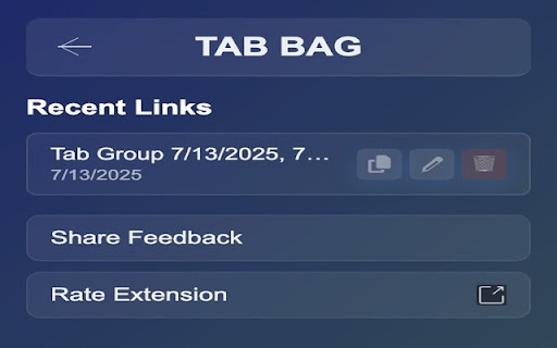 TAB BAG from Chrome web store to be run with OffiDocs Chromium online TAB BAG from Chrome web store to be run with OffiDocs Chromium online