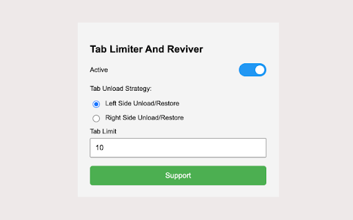 Tab Limiter And Reviver from Chrome web store to be run with OffiDocs Chromium online Tab Limiter And Reviver from Chrome web store to be run with OffiDocs Chromium online