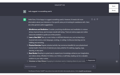 Talk With ChatGPT by ByteWise.One from Chrome web store to be run with OffiDocs Chromium online Talk With ChatGPT by ByteWise.One from Chrome web store to be run with OffiDocs Chromium online