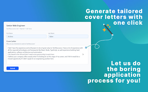 Tap Apply Autofill job applications with AI from Chrome web store to be run with OffiDocs Chromium online Tap Apply Autofill job applications with AI from Chrome web store to be run with OffiDocs Chromium online