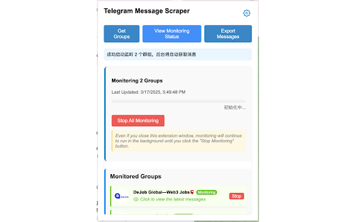 Telegram Scraper from Chrome web store to be run with OffiDocs Chromium online Telegram Scraper from Chrome web store to be run with OffiDocs Chromium online