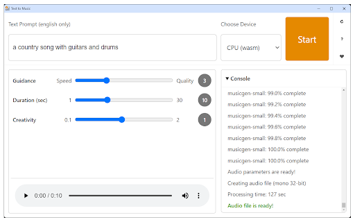 Text to Music (Using AI) from Chrome web store to be run with OffiDocs Chromium online Text to Music (Using AI) from Chrome web store to be run with OffiDocs Chromium online