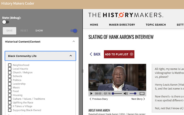 The History Makers Segment Coder from Chrome web store to be run with OffiDocs Chromium online The History Makers Segment Coder from Chrome web store to be run with OffiDocs Chromium online