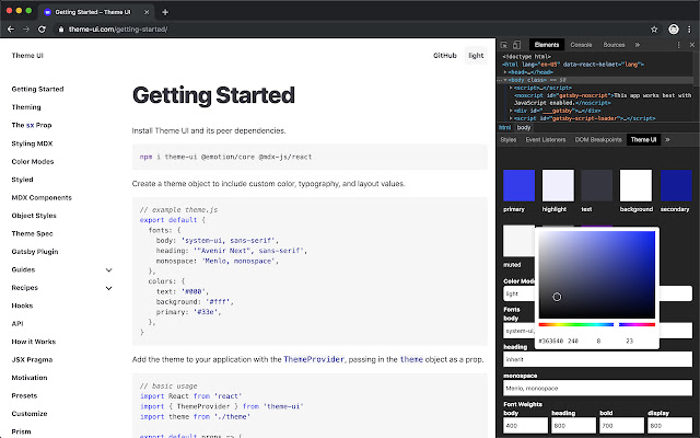 Theme UI Devtools from Chrome web store to be run with OffiDocs Chromium online Theme UI Devtools from Chrome web store to be run with OffiDocs Chromium online