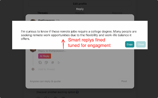 Thriendly: Fastest way to Grow on Threads and X with AI engagement from Chrome web store to be run with OffiDocs Chromium online Thriendly: Fastest way to Grow on Threads and X with AI engagement from Chrome web store to be run with OffiDocs Chromium online