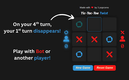 Tic Tac Toe Twist from Chrome web store to be run with OffiDocs Chromium online Tic Tac Toe Twist from Chrome web store to be run with OffiDocs Chromium online