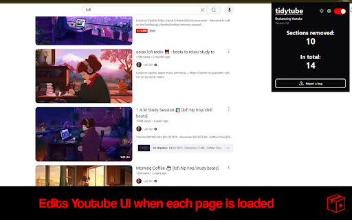 tidytube Declutter Youtube from Chrome web store to be run with OffiDocs Chromium online tidytube Declutter Youtube from Chrome web store to be run with OffiDocs Chromium online