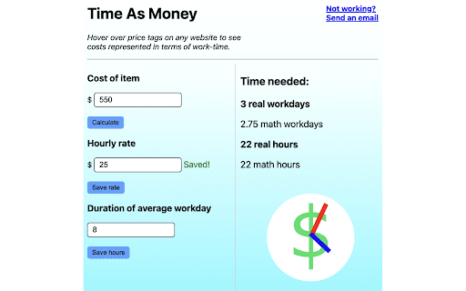 Time As Money from Chrome web store to be run with OffiDocs Chromium online Time As Money from Chrome web store to be run with OffiDocs Chromium online