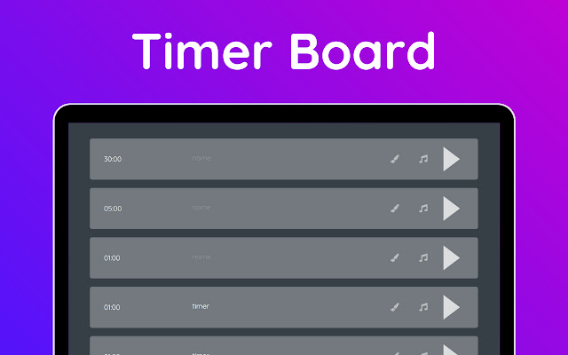 Timer Board from Chrome web store to be run with OffiDocs Chromium online Timer Board from Chrome web store to be run with OffiDocs Chromium online