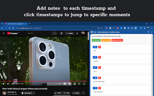 Timi Add bookmarks to YouTube videos from Chrome web store to be run with OffiDocs Chromium online Timi Add bookmarks to YouTube videos from Chrome web store to be run with OffiDocs Chromium online