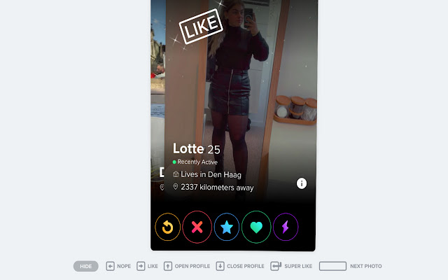 Tinder Clicker from Chrome web store to be run with OffiDocs Chromium online Tinder Clicker from Chrome web store to be run with OffiDocs Chromium online