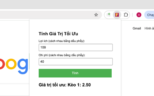 Tính Giá Trị Tối Ưu from Chrome web store to be run with OffiDocs Chromium online Tính Giá Trị Tối Ưu from Chrome web store to be run with OffiDocs Chromium online