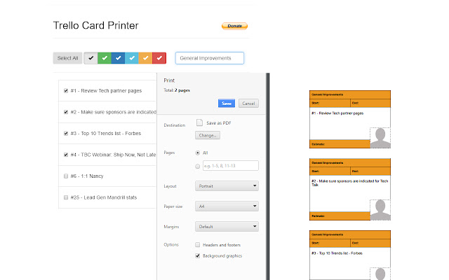 Trello Card Printer from Chrome web store to be run with OffiDocs Chromium online Trello Card Printer from Chrome web store to be run with OffiDocs Chromium online