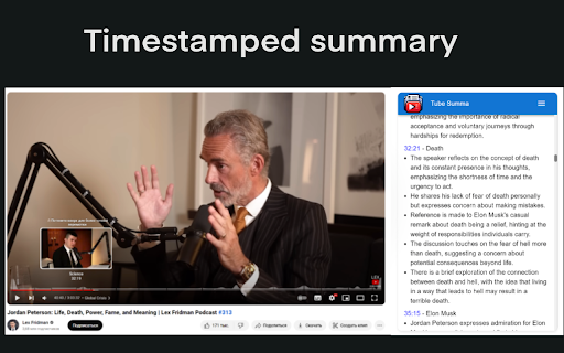 TubeSumma: YouTube Summarizer from Chrome web store to be run with OffiDocs Chromium online TubeSumma: YouTube Summarizer from Chrome web store to be run with OffiDocs Chromium online
