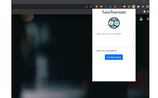 TuneTranslate Lyric Translator from Chrome web store to be run with OffiDocs Chromium online TuneTranslate Lyric Translator from Chrome web store to be run with OffiDocs Chromium online