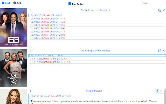 TV Show and Series Notifications from Chrome web store to be run with OffiDocs Chromium online TV Show and Series Notifications from Chrome web store to be run with OffiDocs Chromium online