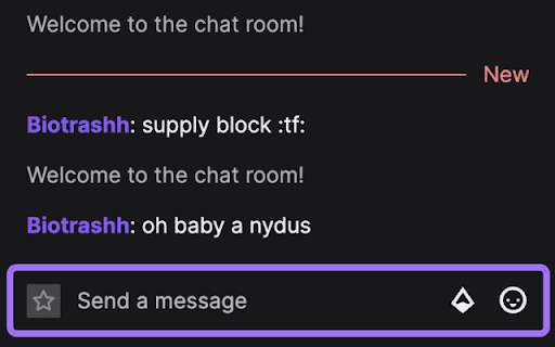 Twitch Chat Welcome Message Remover from Chrome web store to be run with OffiDocs Chromium online Twitch Chat Welcome Message Remover from Chrome web store to be run with OffiDocs Chromium online