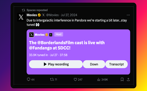 Twitter Spaces GPT from Chrome web store to be run with OffiDocs Chromium online Twitter Spaces GPT from Chrome web store to be run with OffiDocs Chromium online
