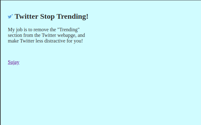 Twitter, Stop Trending! from Chrome web store to be run with OffiDocs Chromium online Twitter, Stop Trending! from Chrome web store to be run with OffiDocs Chromium online