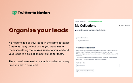 Twitter To Notion CRM from Chrome web store to be run with OffiDocs Chromium online Twitter To Notion CRM from Chrome web store to be run with OffiDocs Chromium online