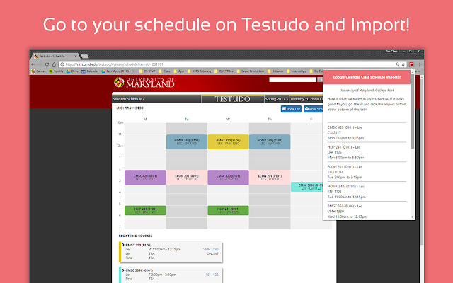 UMD GCal Schedule Importer from Chrome web store to be run with OffiDocs Chromium online UMD GCal Schedule Importer from Chrome web store to be run with OffiDocs Chromium online