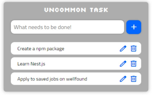 UncommonTasks from Chrome web store to be run with OffiDocs Chromium online UncommonTasks from Chrome web store to be run with OffiDocs Chromium online