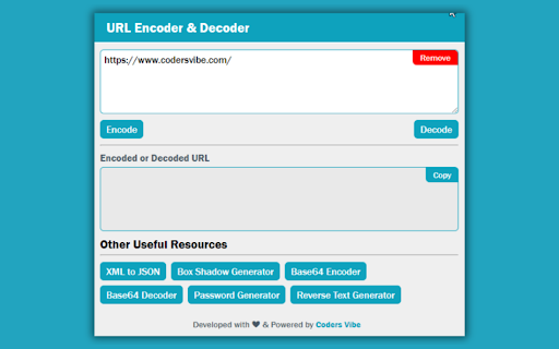 URL Encoder Decoder from Chrome web store to be run with OffiDocs Chromium online URL Encoder Decoder from Chrome web store to be run with OffiDocs Chromium online