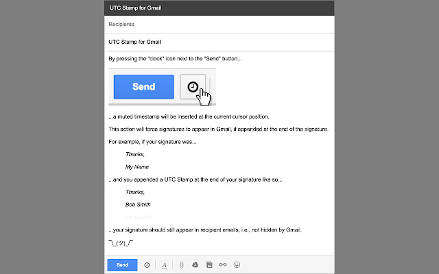 UTC Stamp for Gmail from Chrome web store to be run with OffiDocs Chromium online UTC Stamp for Gmail from Chrome web store to be run with OffiDocs Chromium online