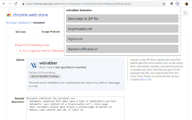 vxGrabber from Chrome web store to be run with OffiDocs Chromium online vxGrabber from Chrome web store to be run with OffiDocs Chromium online