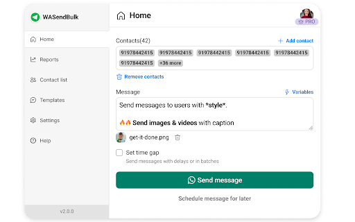 WASendBulk Bulk WhatsApp Sender for FREE from Chrome web store to be run with OffiDocs Chromium online WASendBulk Bulk WhatsApp Sender for FREE from Chrome web store to be run with OffiDocs Chromium online
