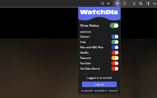 WatchDis from Chrome web store to be run with OffiDocs Chromium online WatchDis from Chrome web store to be run with OffiDocs Chromium online