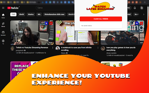 Watch Later Enhancer from Chrome web store to be run with OffiDocs Chromium online Watch Later Enhancer from Chrome web store to be run with OffiDocs Chromium online