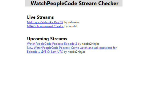 WatchPeopleCode Stream Checker from Chrome web store to be run with OffiDocs Chromium online WatchPeopleCode Stream Checker from Chrome web store to be run with OffiDocs Chromium online