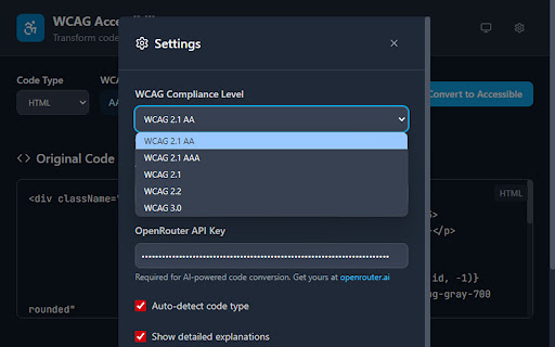 WCAG Accessibility Converter from Chrome web store to be run with OffiDocs Chromium online WCAG Accessibility Converter from Chrome web store to be run with OffiDocs Chromium online